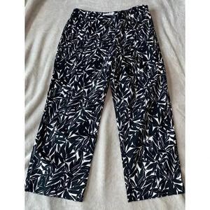 TALBOTS Cropped Dress Pants Sz 12 Black & White Leaves Side Zip
